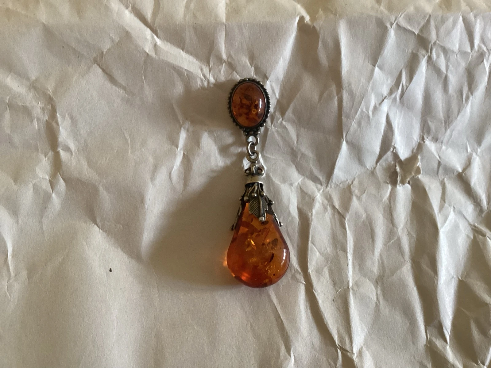 Oorbel met 925 zilver en barnsteen – photo 5